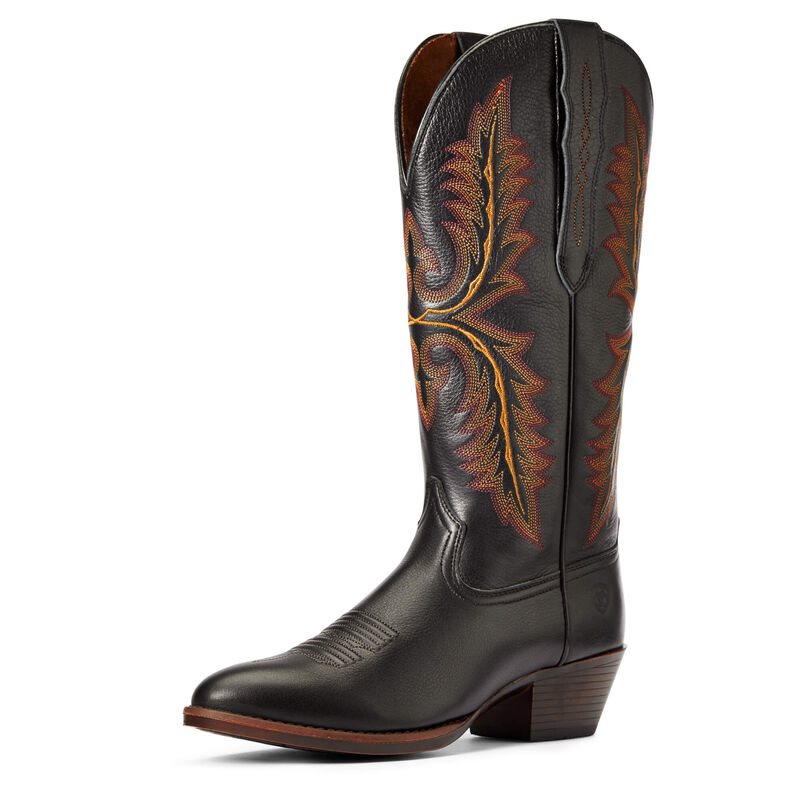 Ariat Western: Heritage Elastic Calf Botas Western Mujer - Negras (QRVZB9416)